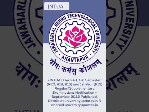 JNTUA B.Tech 1-1, 1-2 Semester (R20, R19, R15) and 1st Year (R13) Exams Notification - Sept 2022