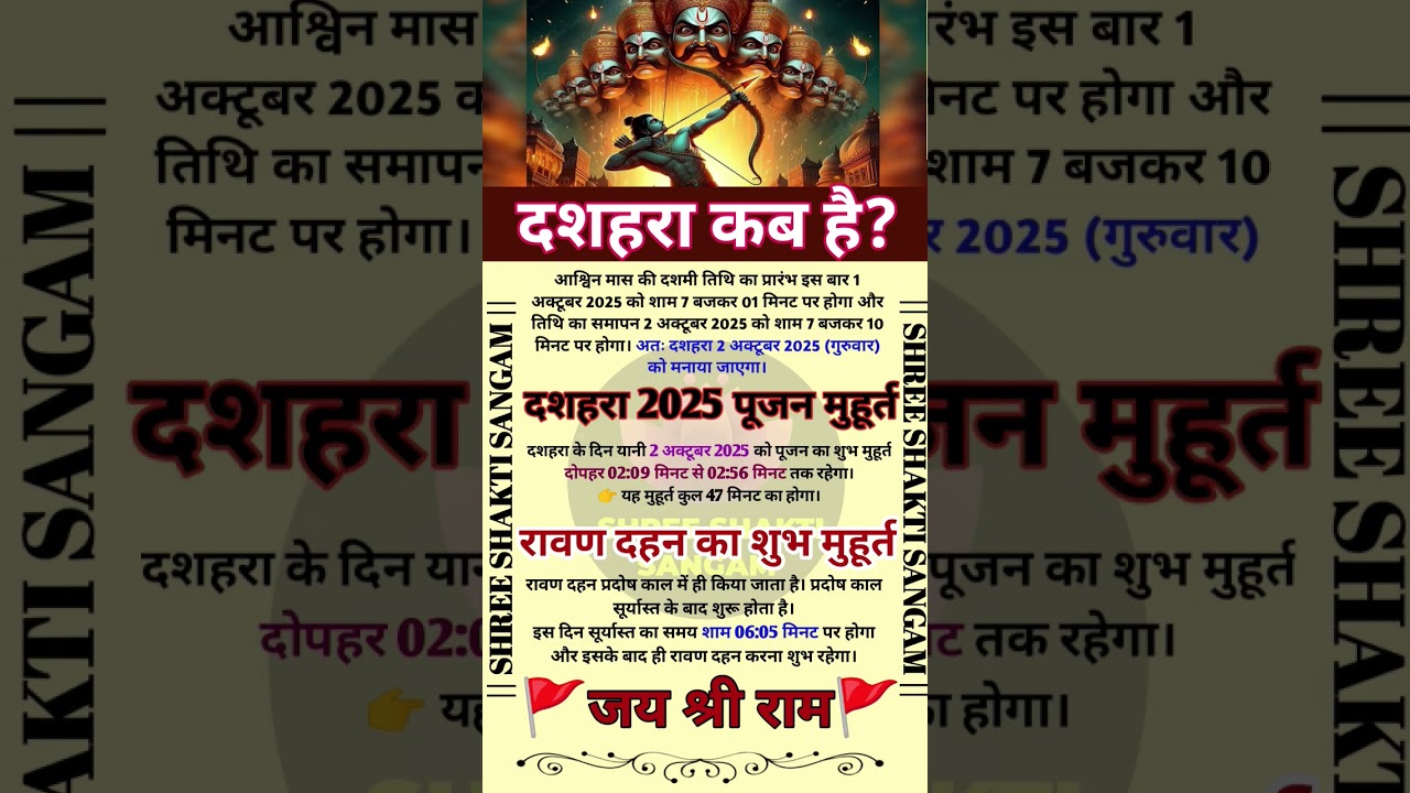 Dussehra 2025 Date & Rituals 🪔