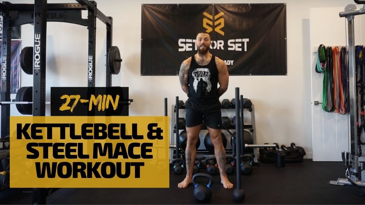 27-Min Full Body Kettlebell & Steel Mace Workout 💪