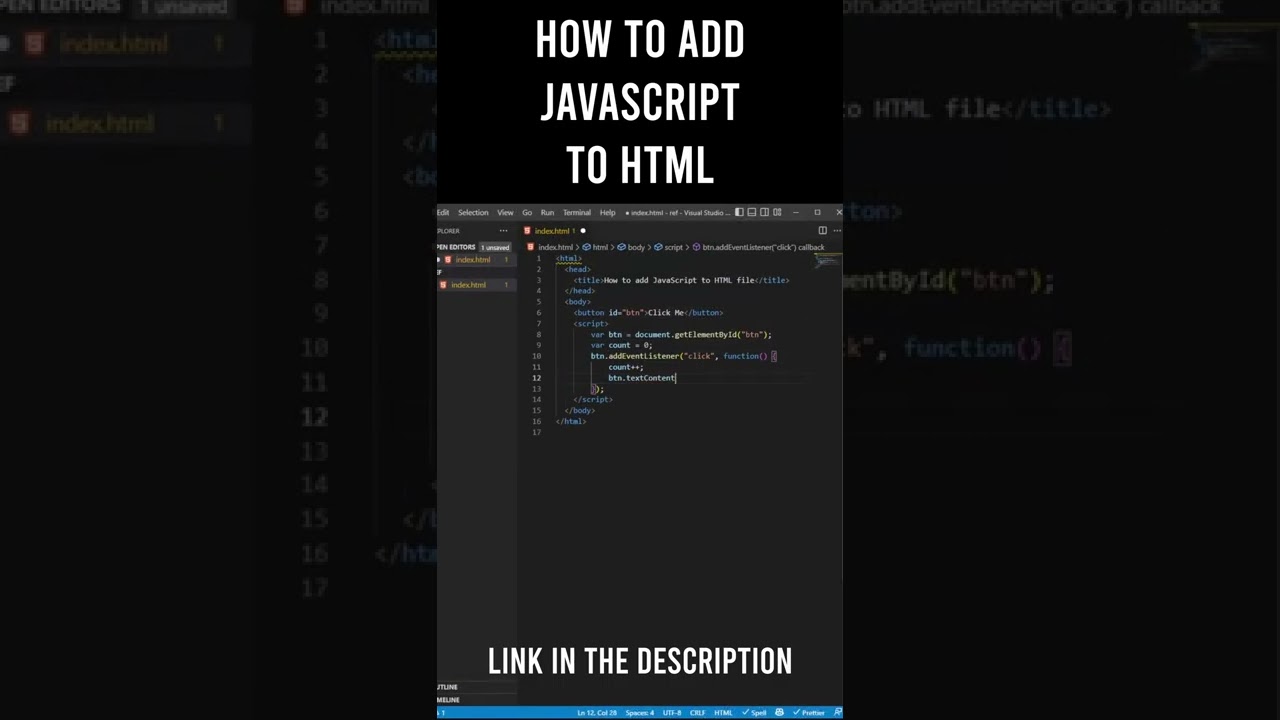 JavaScript Tutorial for Beginners: Add JS to HTML 🖥️
