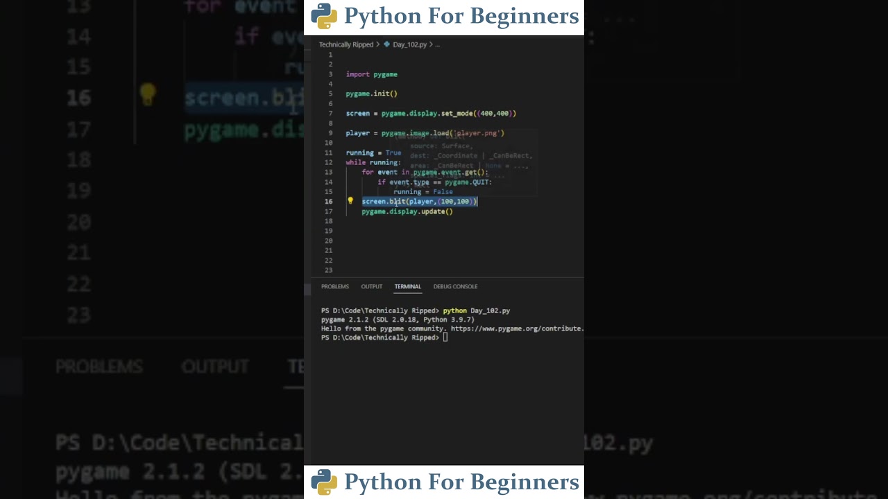 Adding Images and Sprites to Pygame in Python for Beginners