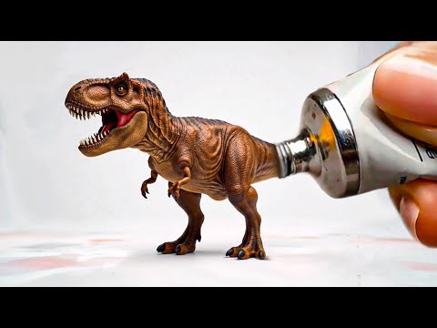 Magic Paint Tubes Squeeze Out Living Dinosaurs 🦖 | Oddly Satisfying AI ASMR