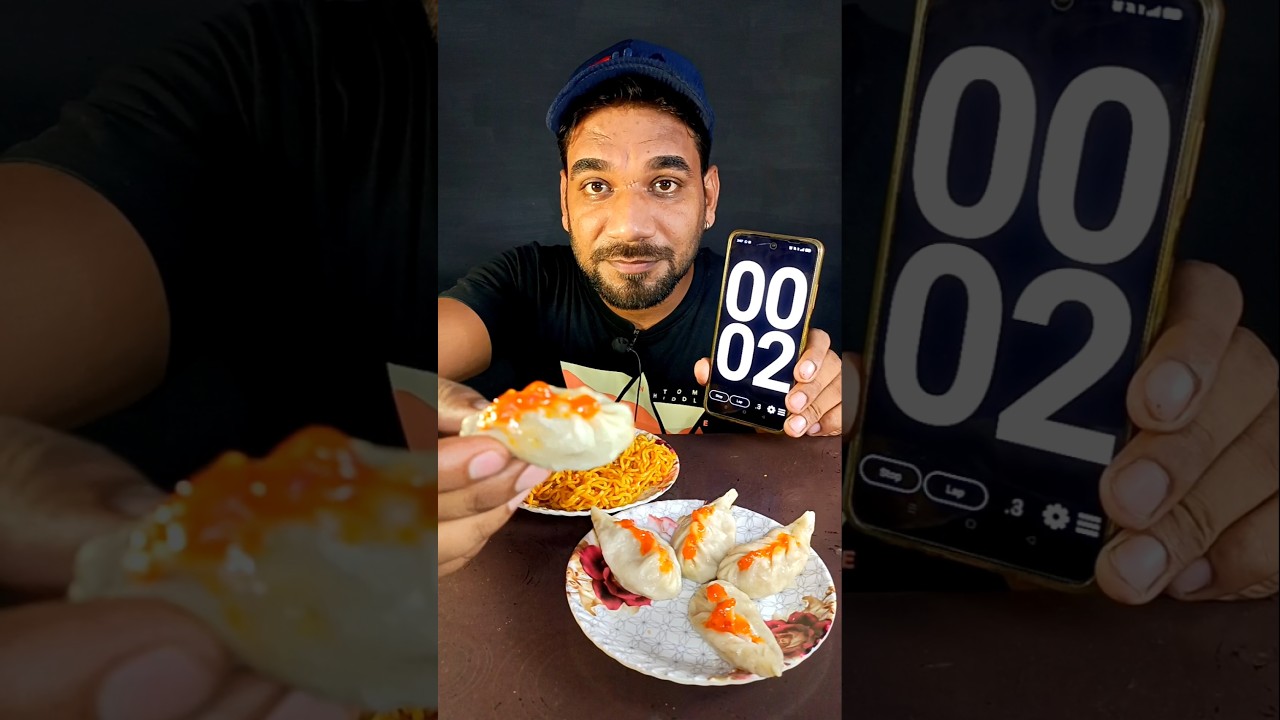 Maggi & Momos 60 Sec Eating Challenge 🍜🥟