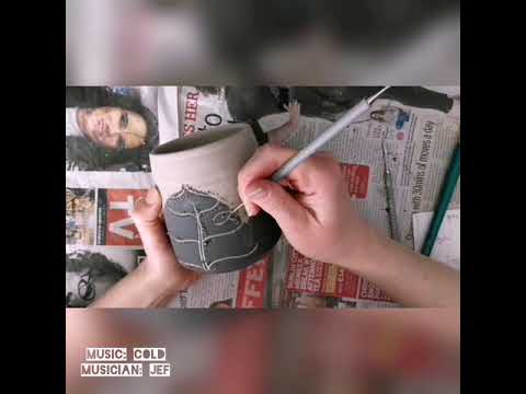 Pottery decorating - Marz decorating tropical planters