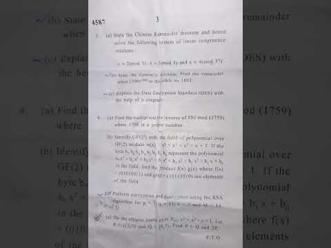 Cryptography & Network Security - PYQ 2023 || DU || Sem 5 || Bsc.(H) Maths