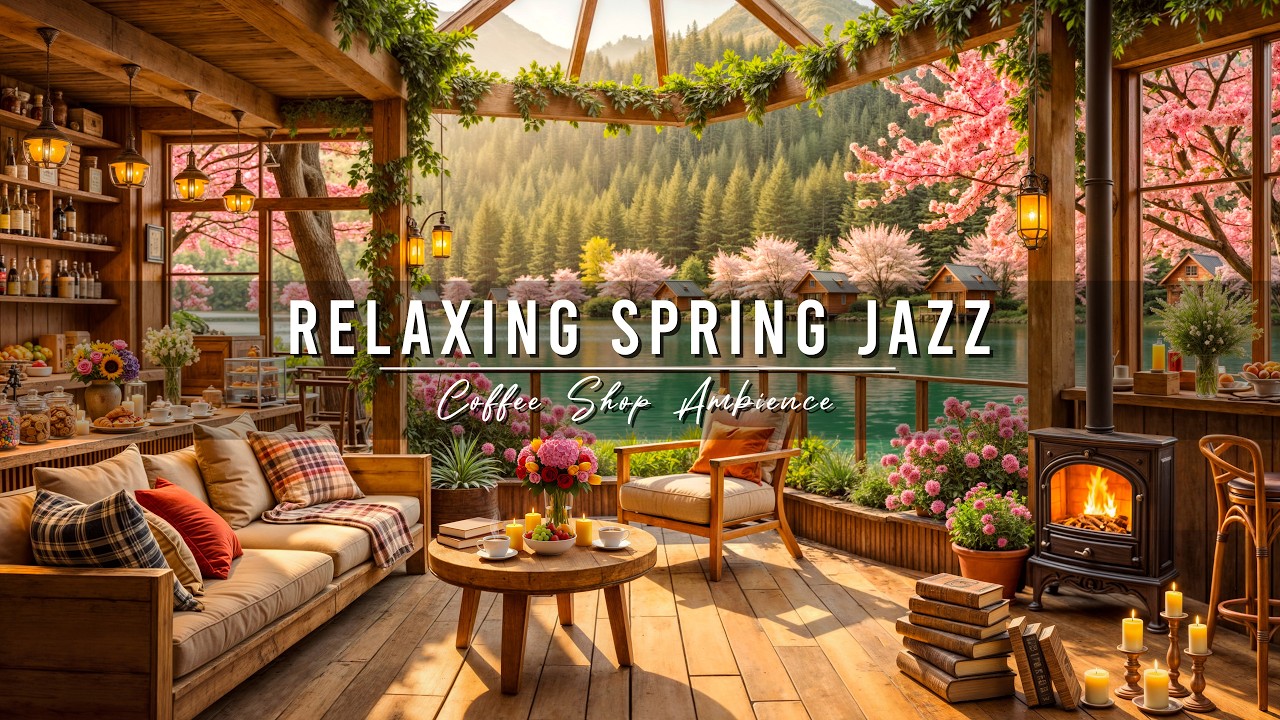 Relaxing Jazz Instrumental Music for Work, Study 🌸 Spring Coffee Shop Ambience & Smooth Jazz Music