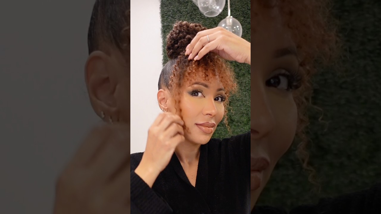 Stylish Curly Bun with Bangs ✨