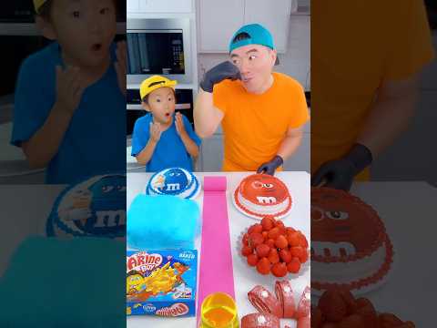 M&M's Blue cake vs red cake ice cream challenge!π¨ #funny by Ethan Funny Family