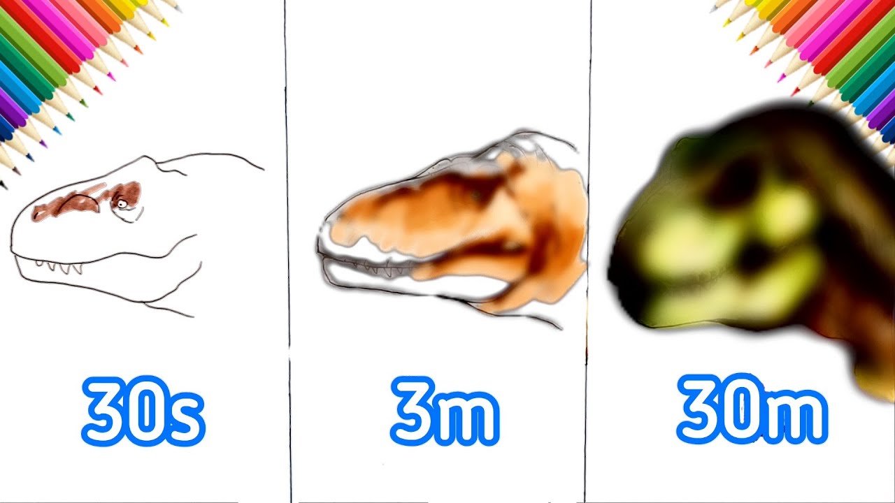 T-Rex Drawing Challenge: 30s, 3m, & 30m π¦
