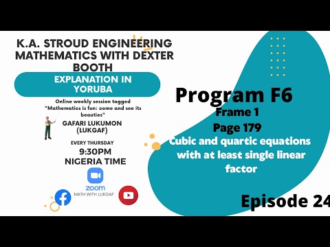 KA Stroud Engr Math 24 - Cubic and quartic equations with at least a single linear factor