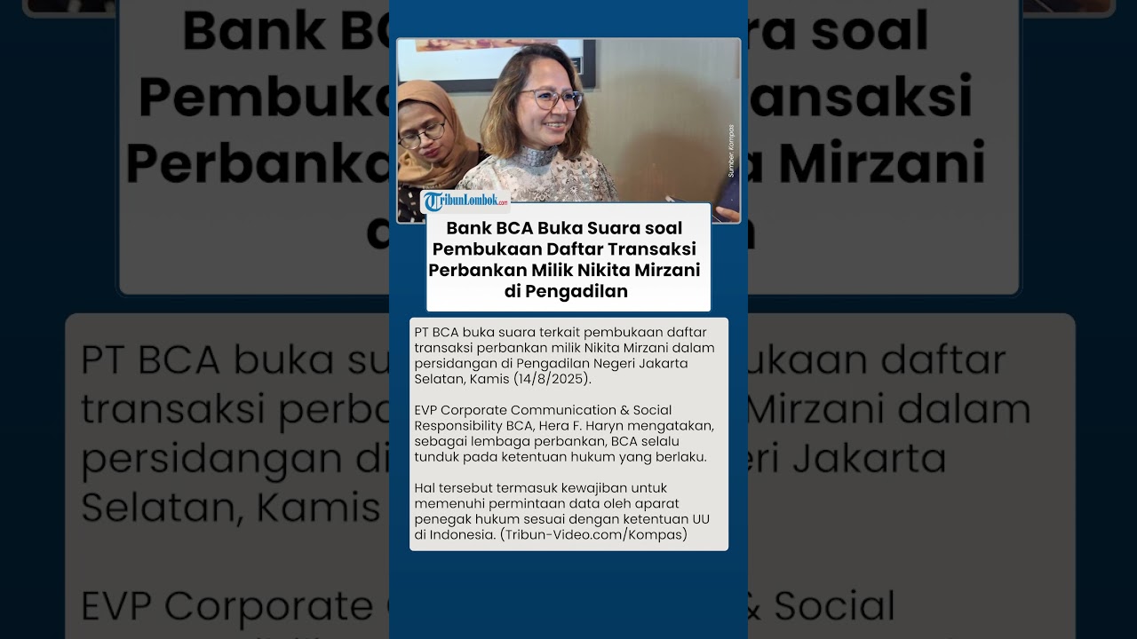 BCA Buka Suara soal Daftar Transaksi Nikita Mirzani 📄