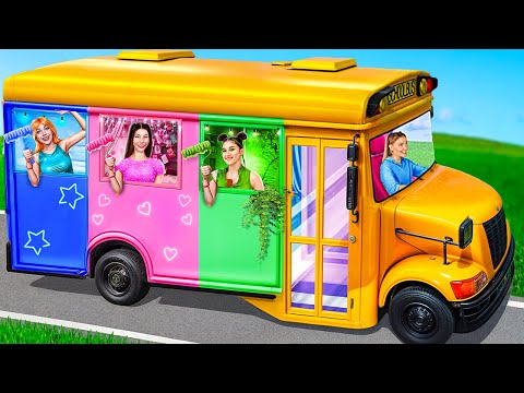 Kami Membuat Ruang Rahasia Di Sekolah! Pink vs Hijau vs Biru! Tantangan Satu Warna!