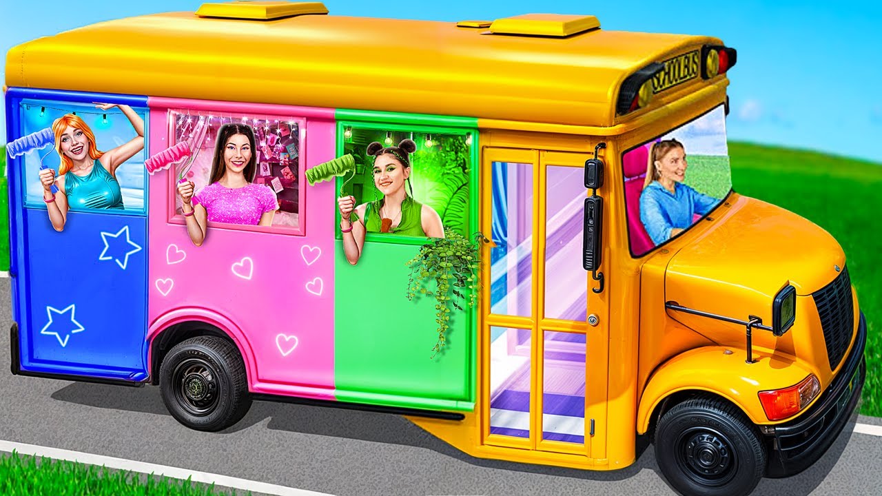 Membuat Ruang Rahasia Sekolah! Pink, Hijau & Biru! 🎨