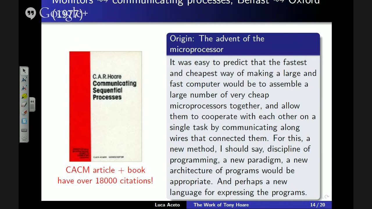Pearls of Computation: Luca Aceto on the work of Tony Hoare