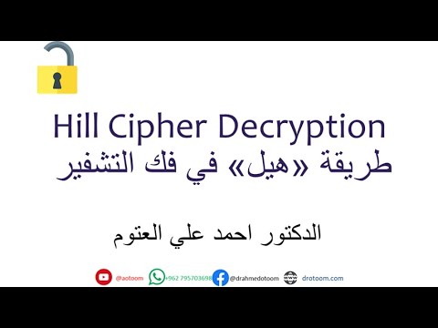 Hill Cipher Decryption فك التشفير في خوارزمية هيل