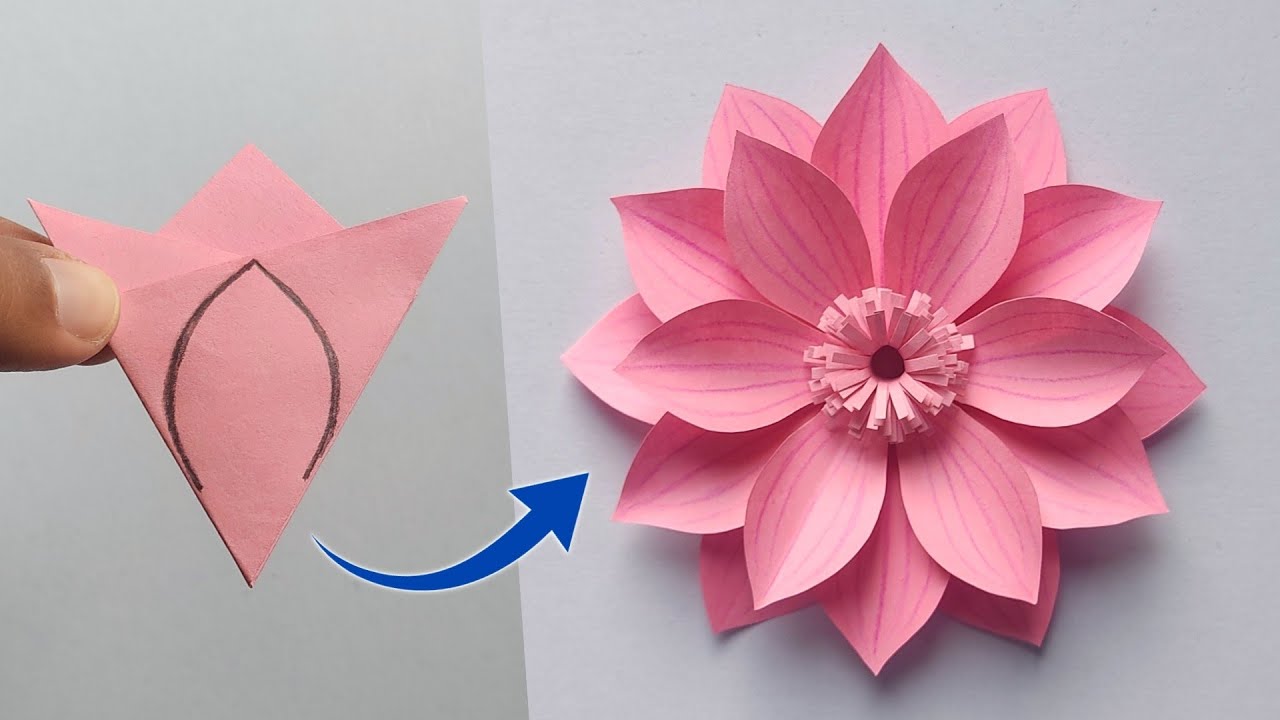 How To Make Paper Flower Craft | Beautiful Paper Flower Making Idea | DIY Paper Flower