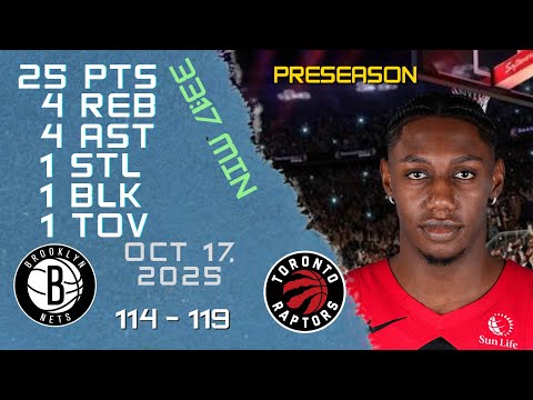 RJ Barrett Player Full High Lowlights vs NETS 17 10 2025 NBA PRESEASON Game