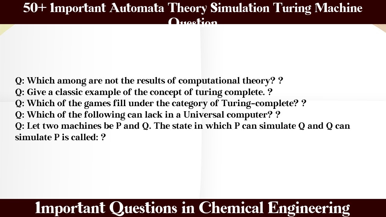 Automata Theory & Turing Machine Quiz 🧠: Multiple Choice Questions with Answers