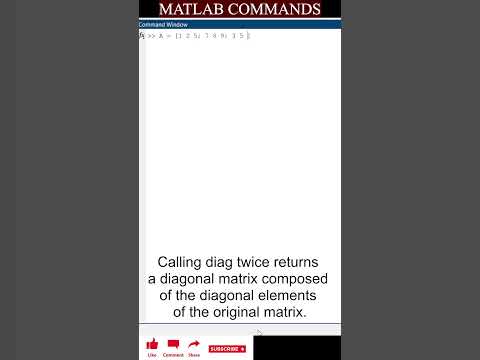 #Shorts #matlabtutorials - Matrix Operations - Get Diagonal matrix #command #operators