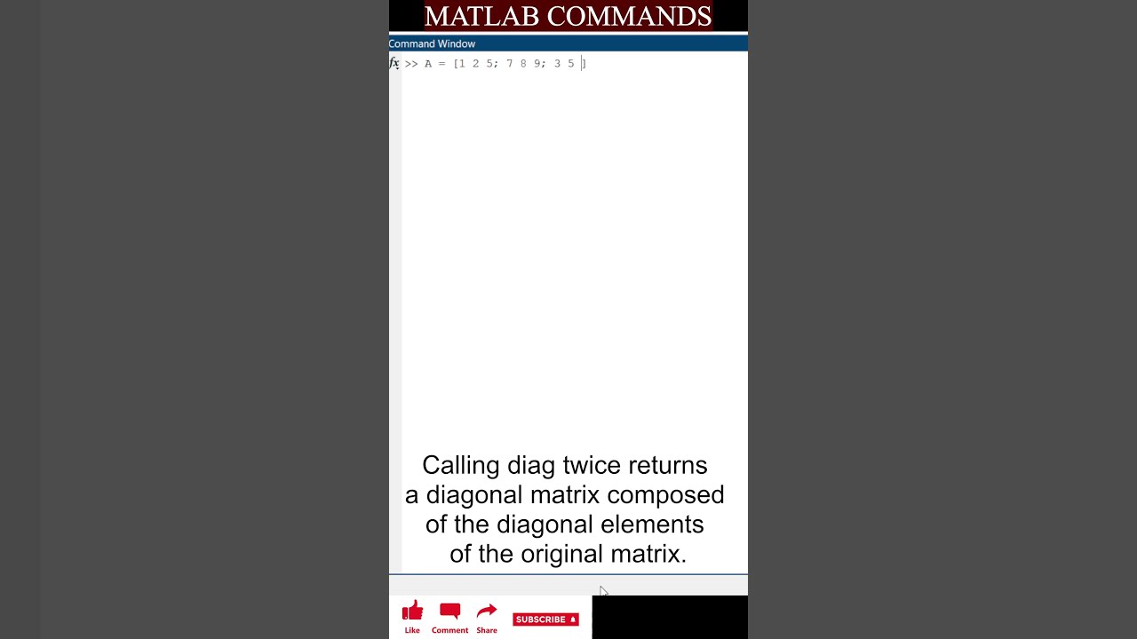 Master Diagonal Matrix Operations in MATLAB 🧮 | Quick Tutorial
