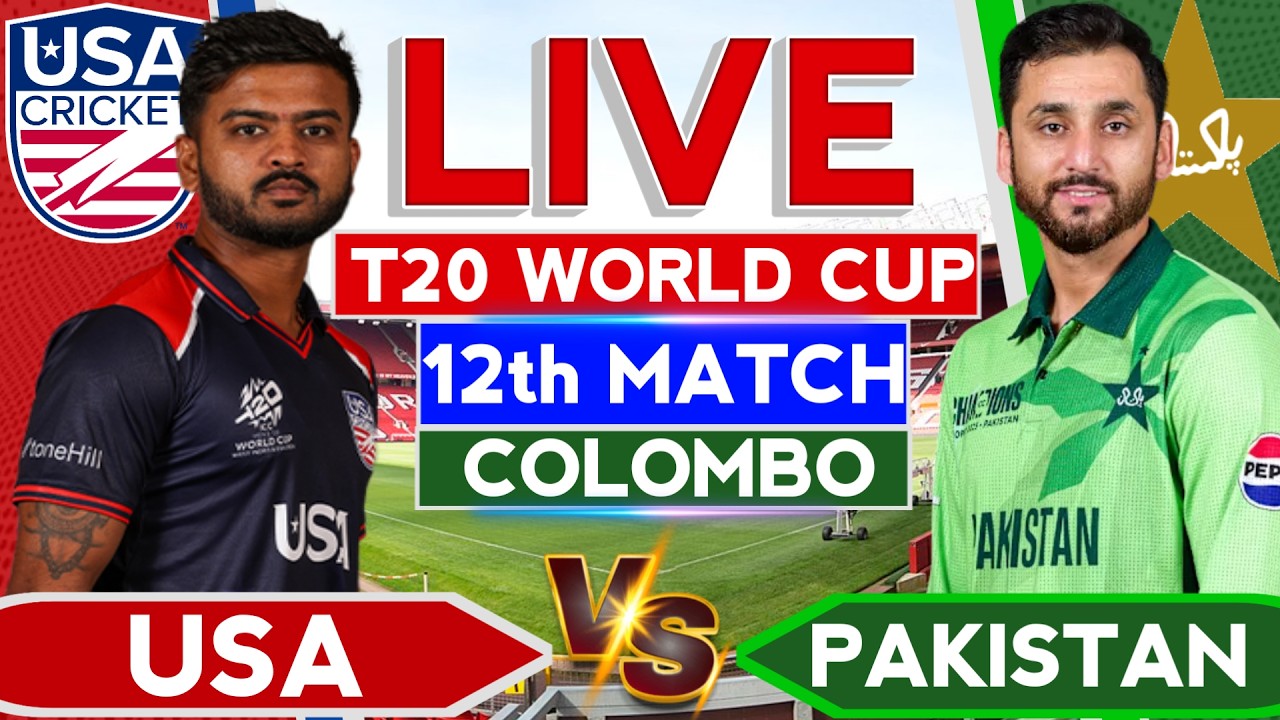 🔴Live: Pakistan vs USA T20 WC 12th Match | T20 World Cup | Cricket Commentary | Pak vs USA Live