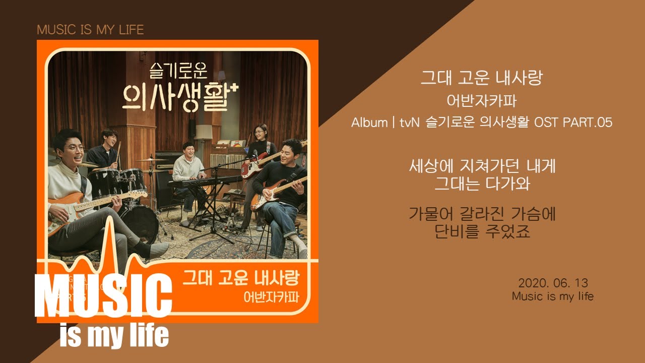 어반자카파 - 그대 고운 내사랑 (슬기로운 의사생활 OST Part.05) 🎶 가사와 크레딧 정보