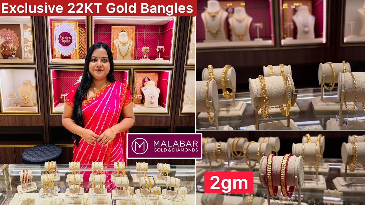 2gm start🔥Exclusive light weight 22KT Gold bangles & bracelets with varieties from Malabar | Bangles