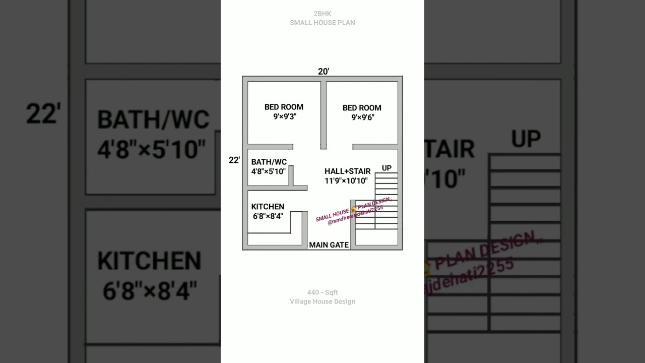 20x22 Small 2BHK House Plan 🏡