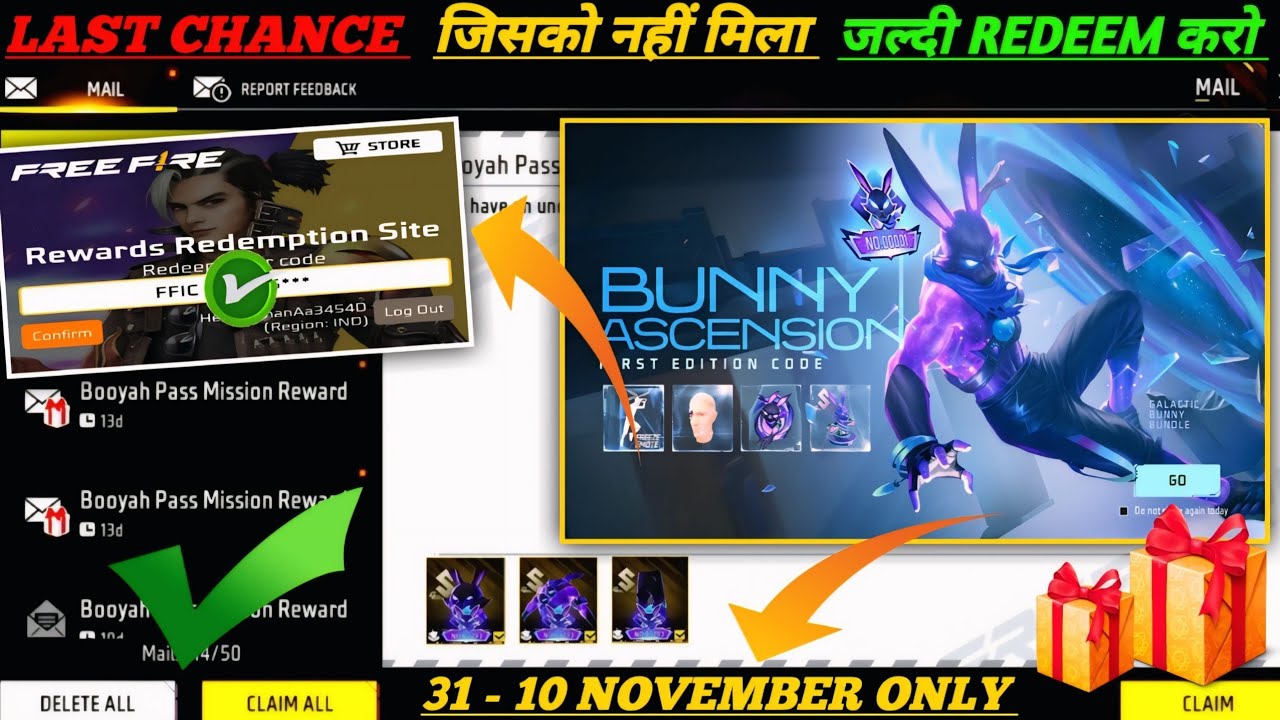 ๐ฅ Free Fire Redeem Codes for November 1 โ Grab Your Rewards Now!