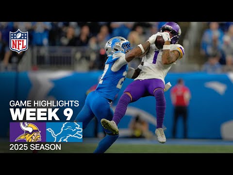 Minnesota Vikings vs. Detroit Lions Game Highlights | NFL 2025 Season Week 9