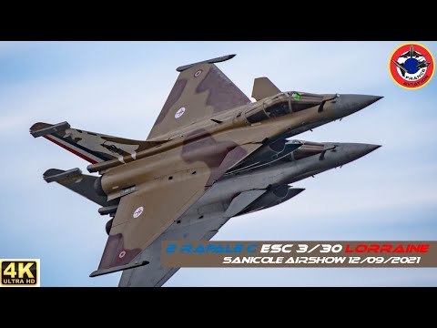 2 RAFALE C & B  Escadron de Chasse 3/30 LORRAINE Déco Spéciale 80 ans Sanicole Airshow 12 Sept 21