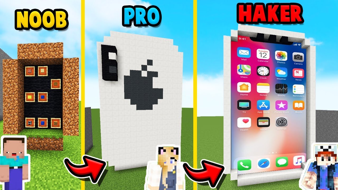 Minecraft iPhone Challenge: Noob vs Pro vs Hacker! | Vito vs Bella 🎮