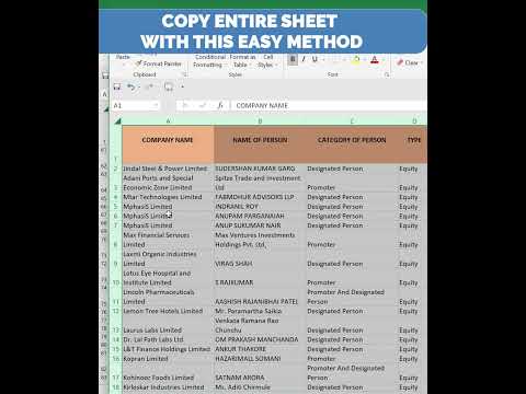 Excel Trick to Copy entire work sheet with this easy method #excelshorts