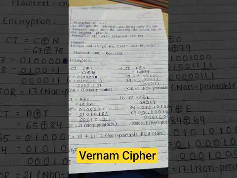 Vernam Cipher #shortsfeed #windows #viralvideo #viral #coding #cybersecurity #crytography #cyber