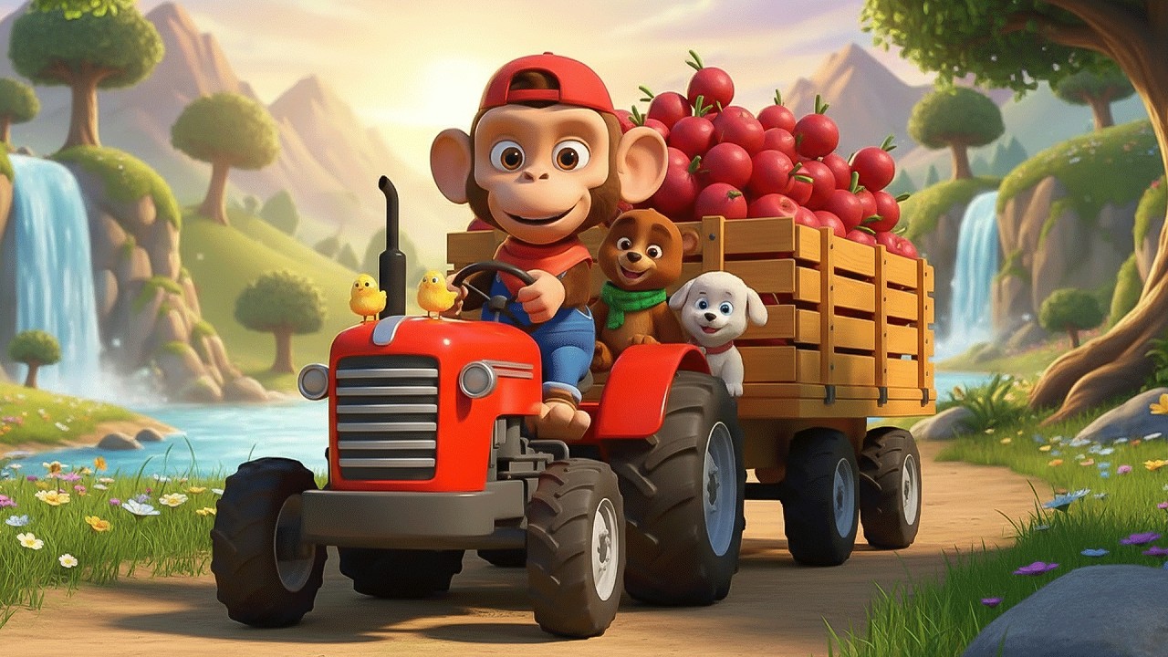 Monkey Fixes Tractor in Beet Field π