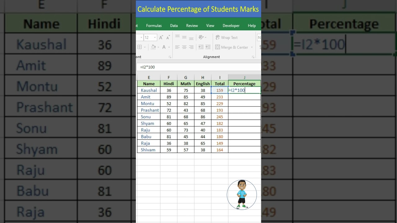 Excel Tips: Calculate Student Marks Percentage 📊