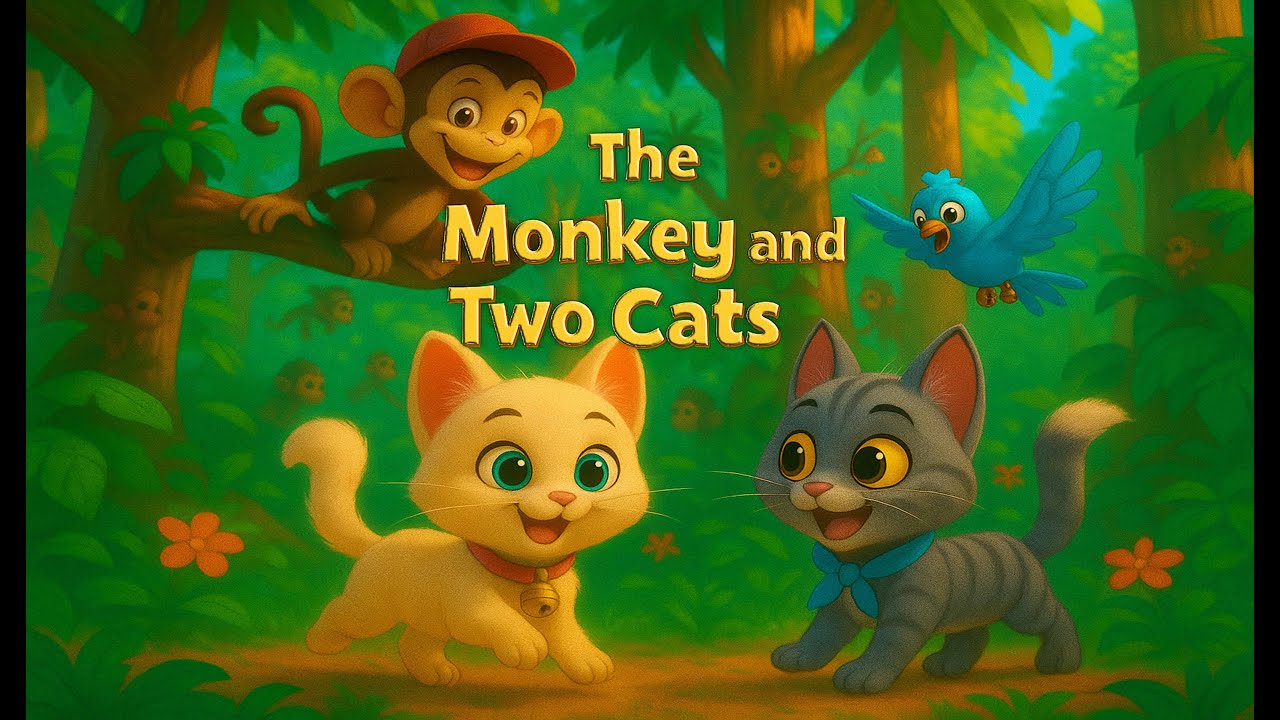 Monkey and Two Cats: Fun Moral Story for Kids 🐵🐱