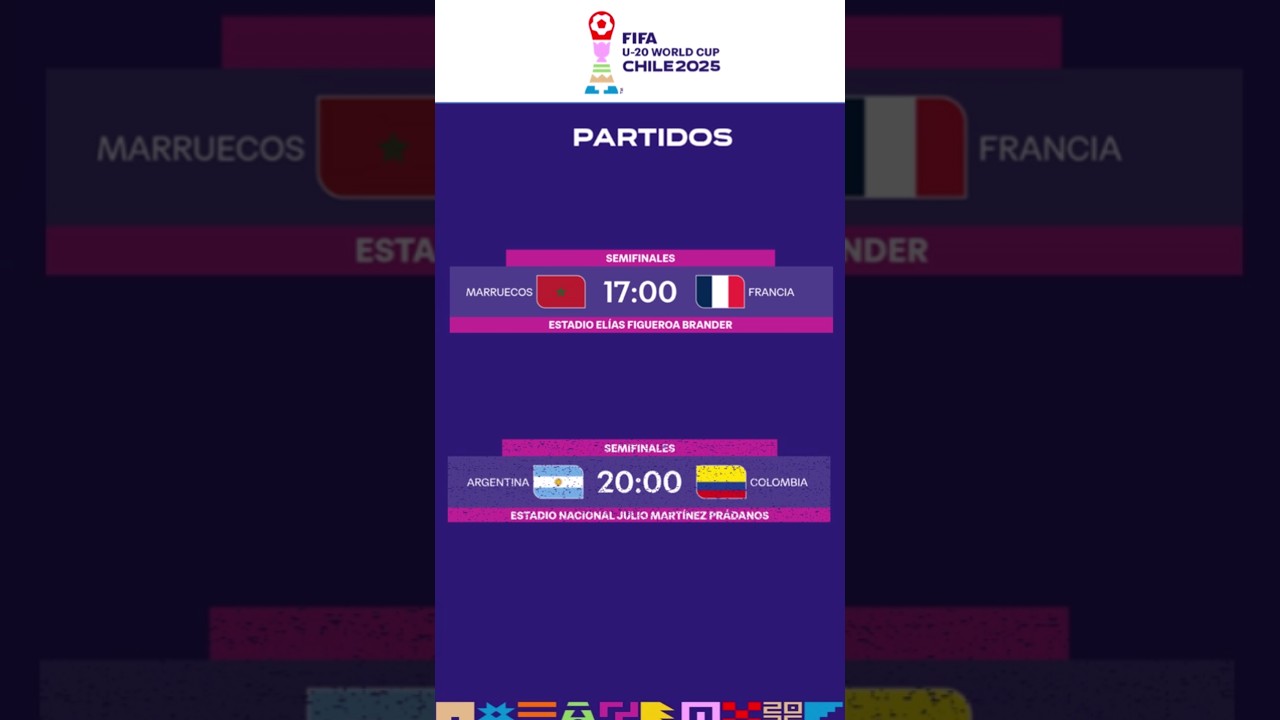 Mundial Sub-20 2025 Semifinals 🇲🇦🇫🇷🇦🇷🇨🇴