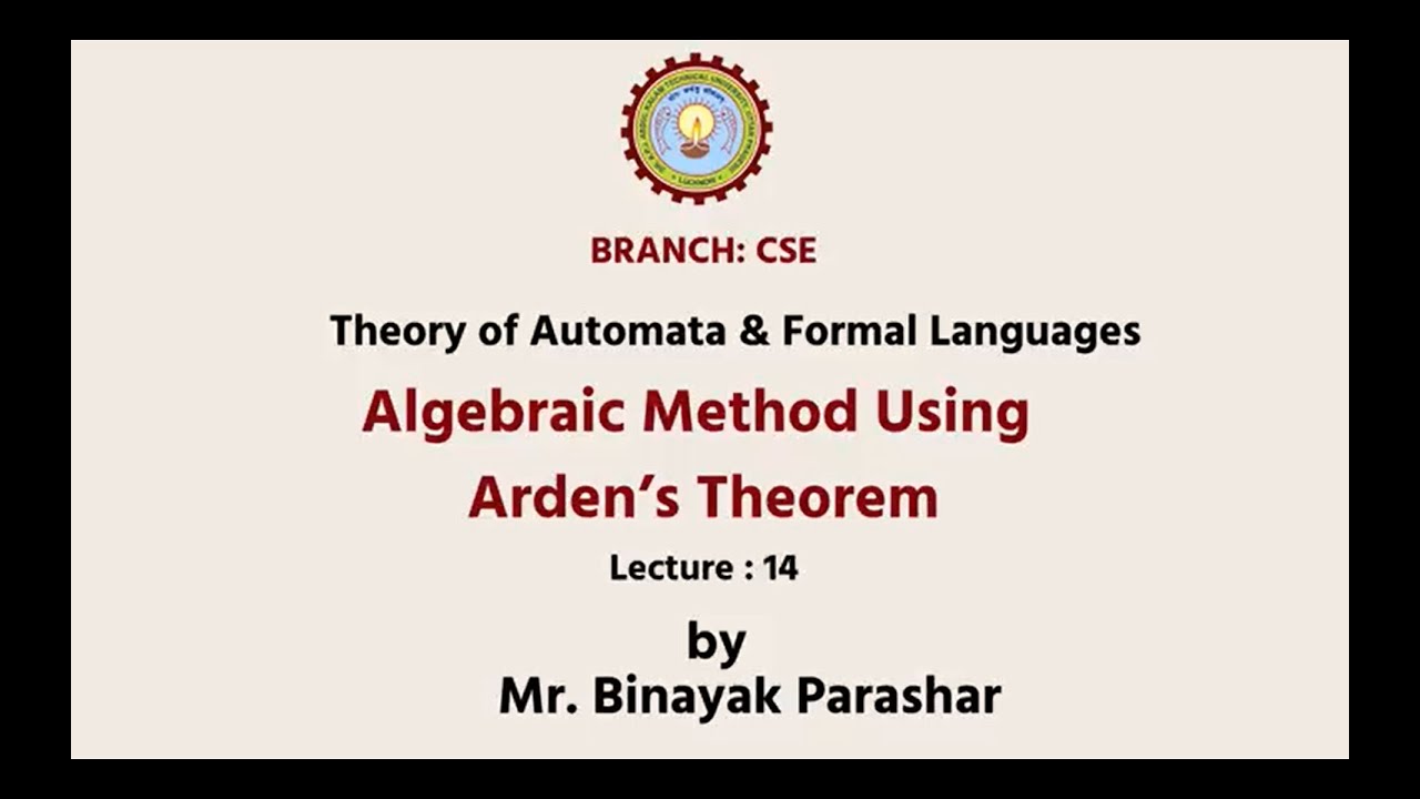 Master Automata & Formal Languages with Arden’s Theorem – Algebraic Approach 📚