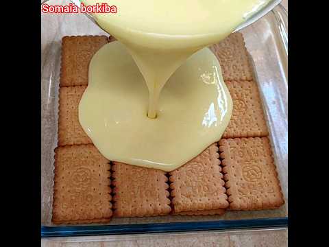 عندك حليب والبسكوي؟حضري تحلية باردة بدون فرن بدون بيض بدون كريم شنتي