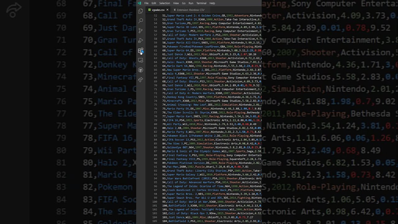 Rainbow CSV Extension for VS Code 🌈