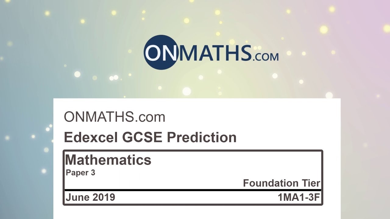 2019 Predicted 2019 Edexcel Maths GCSE Paper 3 Foundation Calculator Practice π