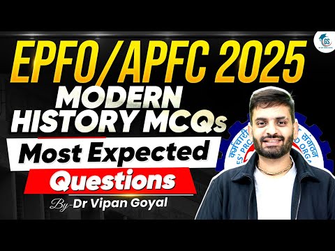 EPFO APFC 2025 | Modern History MCQs Marathon | Most Expected Questions | Dr Vipan Goyal | StudyIQ