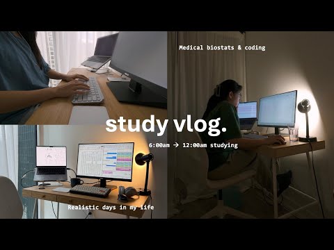 study vlog | productive 6am school days studying and medical research PhD student & what I eat