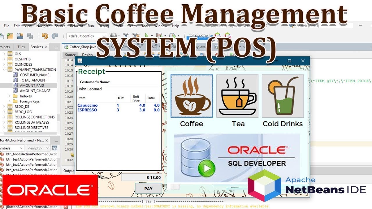Creating a Basic Coffee Shop Management System in NetBeans with Oracle Database