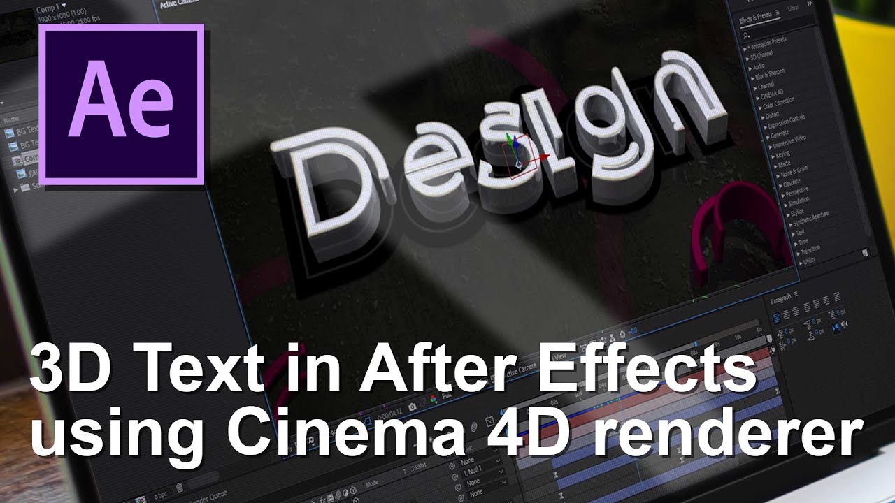 Transform 2D Text into Stunning 3D in After Effects with Cinema 4D Renderer ✨