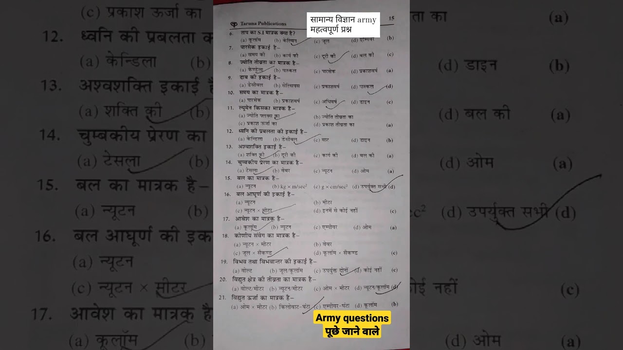 Indian Army GK: Important Science Questions ⚔️