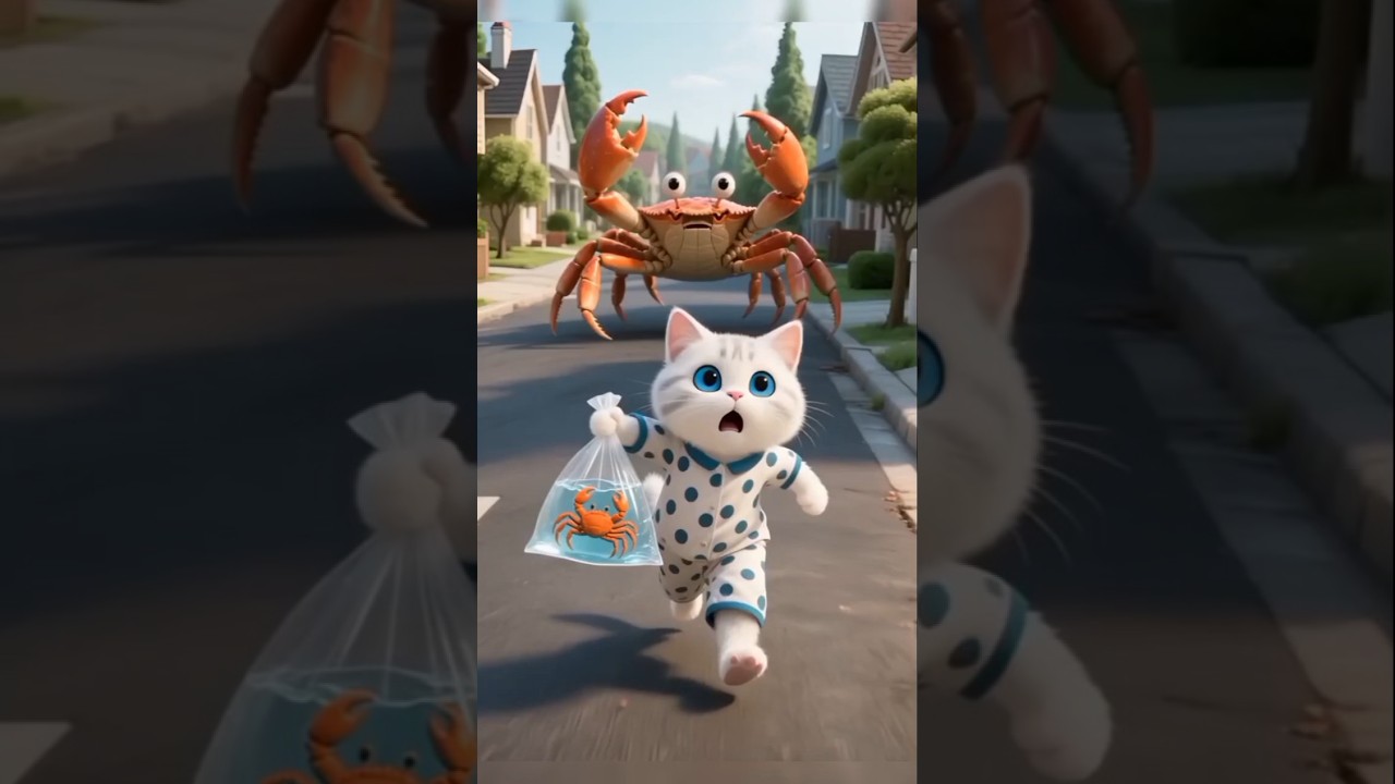 Cute Cat Plays with Baby Crab 🦀