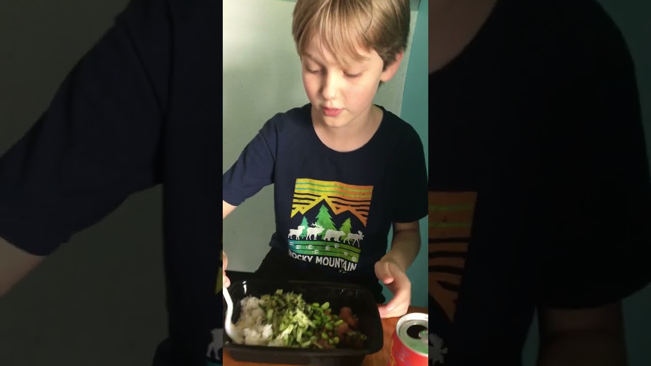 Easton Says Hi! Enjoying Poke at Tiger Plate 🍚