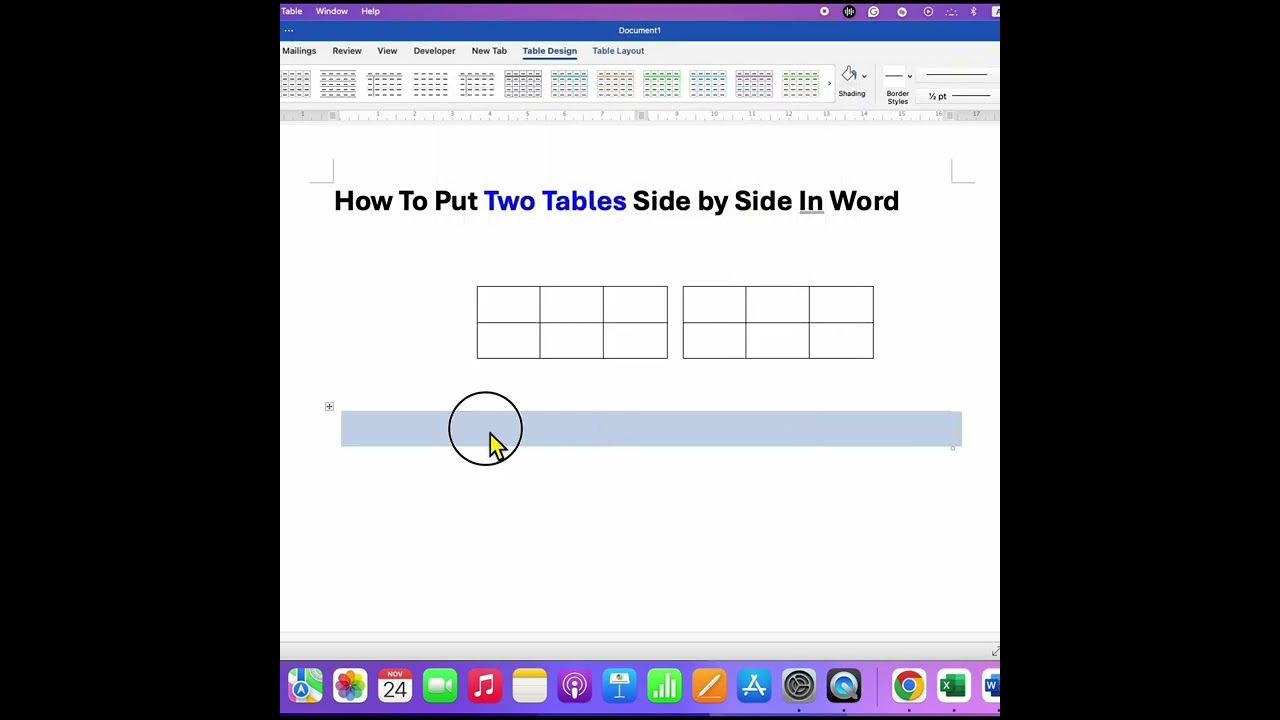 Side by Side Tables In Word - Parallel Tables